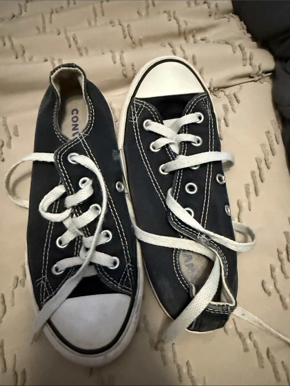 Converse Kids Black Canvas Low-Top Sneakers with White Accents. Kids size 1.
